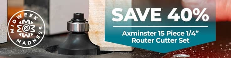 SAVE 40% - Axminster 15 Piece 1/4" Router Cutter Set