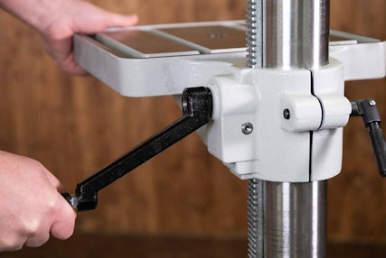 Rack and pinion table adjustment