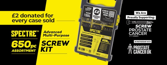SPECTRE 650pc Screw Kit - £2 donated to Prostate Cancer UK for every case sold