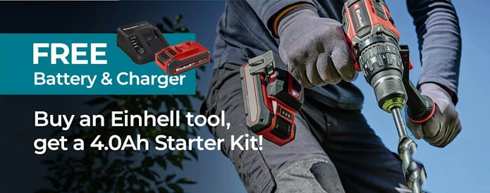 Buy an Einhell tool, get a FREE 4.0Ah Battery & Charger Starter Kit
